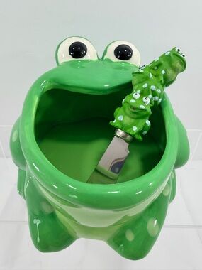 VTG Frog Dip Bowl Spreader Set Boston Warehouse 14oz With Spread Knife 2005